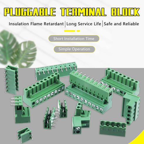32Pcs 9 Type Pluggable Terminal Blocks Connector Socket, 5mm Pitch PCB Mount Male Female Connectors