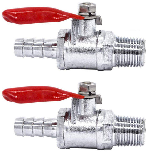YOUHO 1/4 to 1/4 Hose Barb Straight Through Forged Brass Micro-Cut Ball Valve, 2PCS (Without Check)