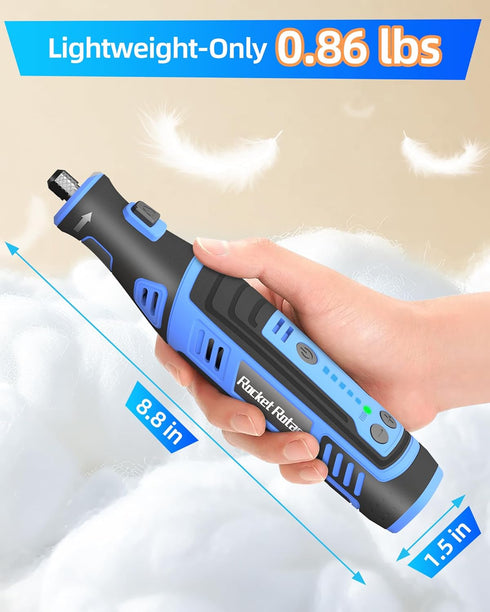 8V 135pcs 2.8Ah 5-Speed 30000RPM Cordless Rotary Tool Kit with Accessories, Battery Rechargeable Engraving Pen with LED