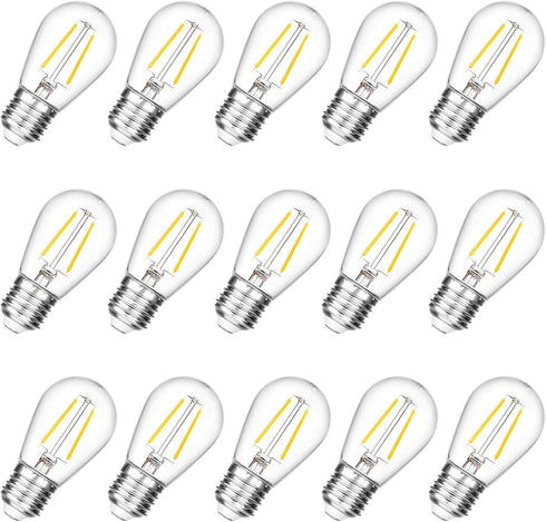 Shatterproof S14 Replacement LED Light Bulbs, 15-Pack, 2W, Warm White 2200K, E26 Medium Base, Vintage Edison Bulb