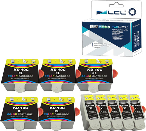 LCL Compatible 10XL 10B 10C Pigment Ink Cartridge Replacement for Kodak ESP3250, ESP5250, 5100, 5300, 5500, 6150, ESP3,
