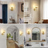 Set (2 Pack) Gold Wall Sconces of Two Upward or Downward Hardwired Wall Light Fixtures with Globe Glass Modern Wall
