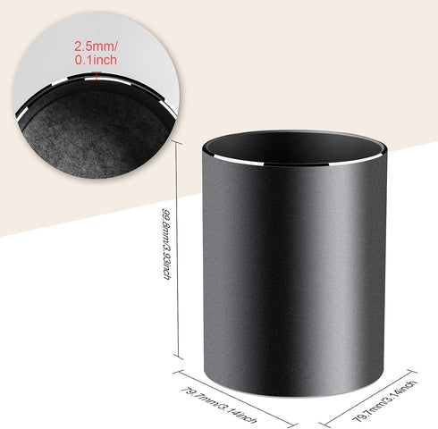 Vaydeer Metal Pen Holder - Round Black Pencil Cup for Desk, Office, School, Home Stationary Supplies (3.15 x 3.15 x