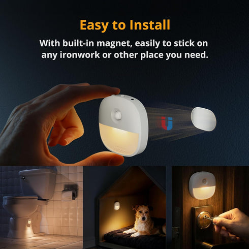 Closet 1-20LM Dimmable 3-Pack Lyridz Rechargeable Night Light, Motion Sensor Battery Nightlight, Mini Stick-on LED