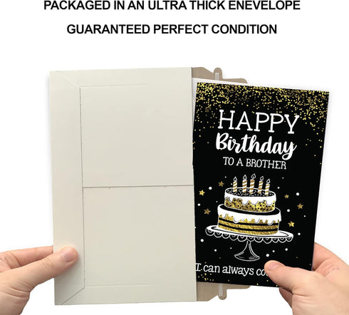 Prime Greetings Brother Birthday Card, Eco-Friendly Thick Card Stock with Premium Envelope, 5in x 7.75in