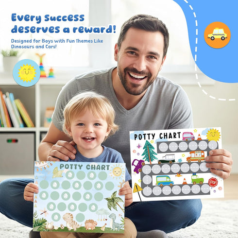 underbartliv 17 Set, 5 Potty Training Chart for Boys, PCS Potty Training Sticker Chart Cute Themes Potty Chart