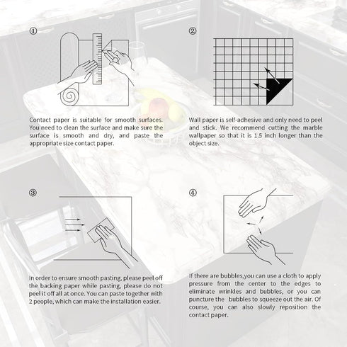 VIOPVERY White Marble Peel and Stick Wallpaper 15.7"x197" - Waterproof Self-Adhesive Contact Paper for Kitchen Desk and