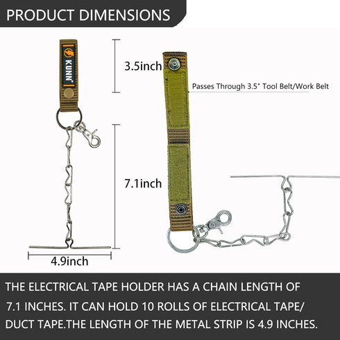 KUNN Electrical Tape Holder - Dual-Use Tape Thong, Enhanced Fast Tape Holder Chain for Tool Belt