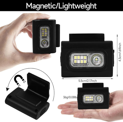 6 1Pack-Black Clip on Running Lights,Rechargeable Night Light with Strong Magnet Reflective, LED Running Lights