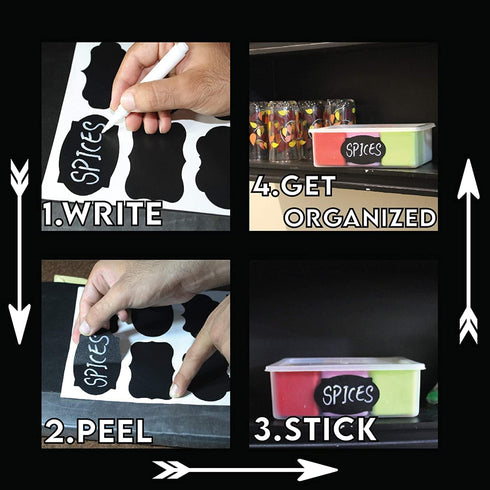 Mantah 200pcs Multiple Shapes Chalkboard Labels with 2 White Chalk Markers, Reusable Waterproof Jar Labels for Storage