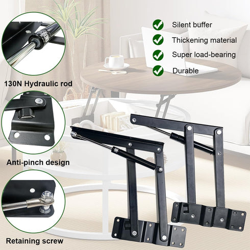 2 Pack Black Ottoman Lift Top Mechanism for Coffee Tables