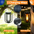 2 Pack 4 Solar Lantern Lights Outdoor Waterproof Flickering Flame Light, Solar Lights with Dual Charging (USB/Solar)