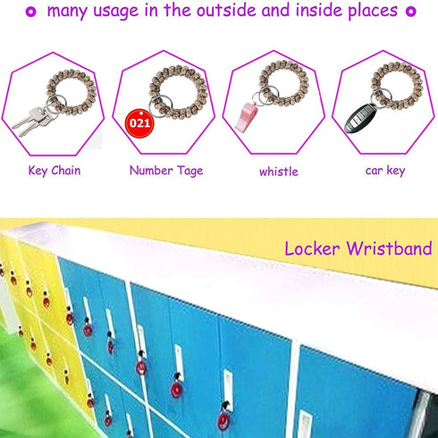 BIHRTC Pack of 6 Keychain Bracelet Key Holder Wristlet, Flexible Spiral Wrist Coil Key Chain
