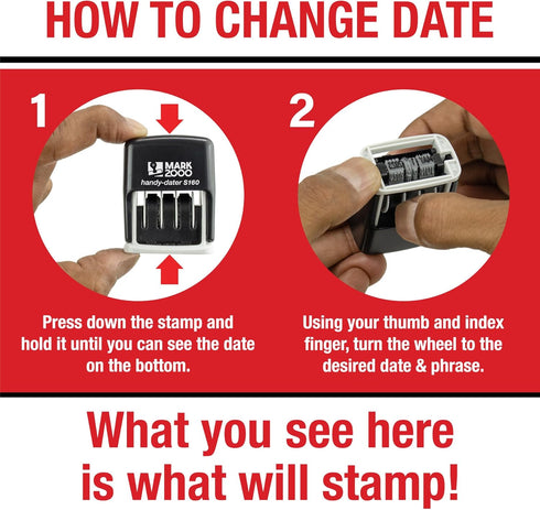 Mark 2000 Self-Inking Rubber Date Office Stamp with Received Phrase & Date, Red Ink (Handy-Dater S160), 12-Year Band