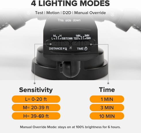 49W 5000K IP65 3 UME LED Security Lights Motion Sensor Light Outdoor, Daylight, Waterproof, Dusk to Dawn, Head Motion