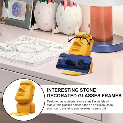 Generic Funny Glasses Holder - Eyeglass Holder Rack For Nightstand | Statue Glasses Holder For Desk | Easter Island