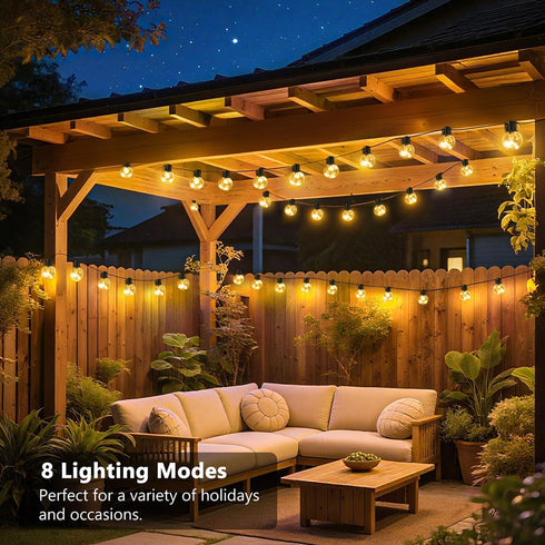 25ft 20 Bulbs Dimmable Bulb Outdoor String Lights Plug in, LED Hanging Patio Lights with Timer & Remote, Globe