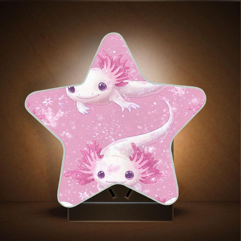 Burbuja 0.2W Kawaii Axolotl LED Night Light Plug into Wall Star-Shaped Nightlight Dusk to Dawn Auto Sensor for Bedroom