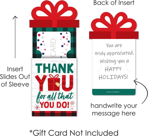 Set 8 Big Dot of Happiness Holiday Thank You - Christmas Appreciation Money and Gift Card Sleeves - Nifty Gifty Card