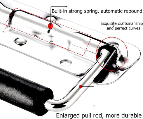 4Pcs Stainless Steel Folding Spring Handle for Toolbox, Suitcases, Equipment Cabinet Pull Drawer Knobs, Free Screws