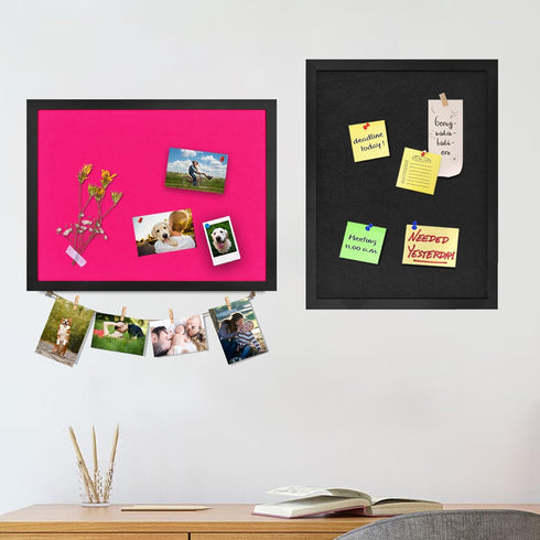 Pink Bulletin Boards Cork Board with Felt, 17"x13" Small Display Pin Board for Walls, Jewelry, Photos, 1pc