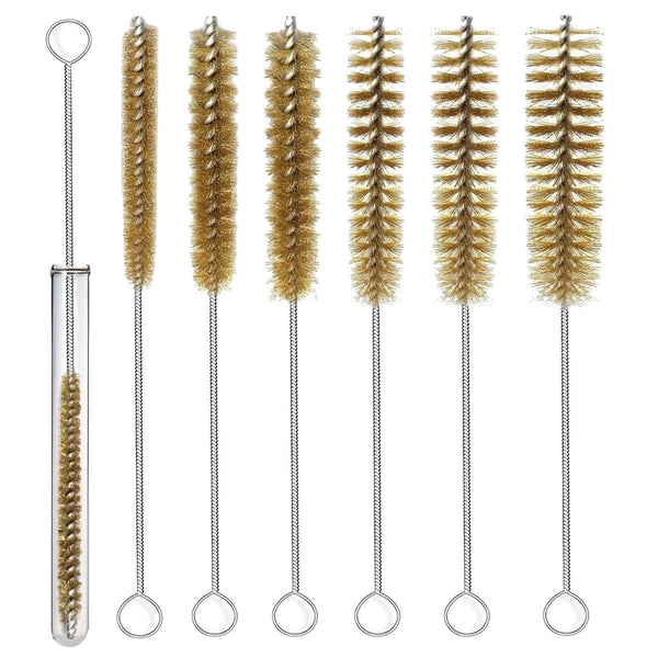 7Pcs Wire Tube Brushes, Brass Bottle Brush, Long Cleaning Brushes for Tubes, Bottles, Glass, and Straws