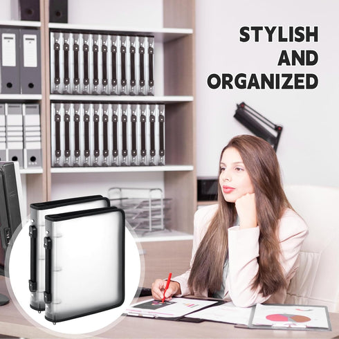 Teling 4 Pcs 2 Inch Zipper Binder with 3 Ring, Refillable Clear Plastic File Organizer for School Work, 13.2 x 10 Inch