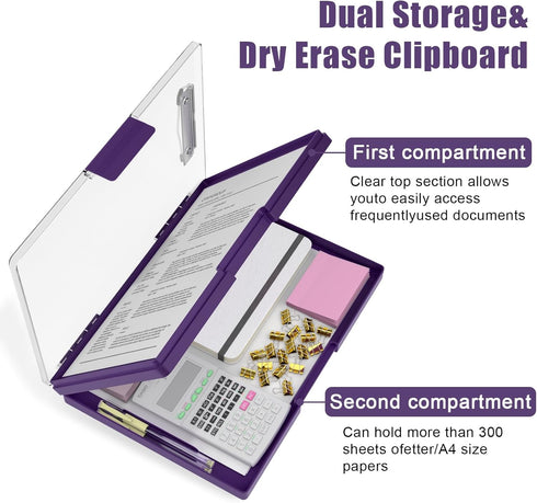 Hongri 8.5 x 11 Clipboard with Storage, Heavy Duty Nursing Clipboards with Dual Compartment for Work and School Supplies