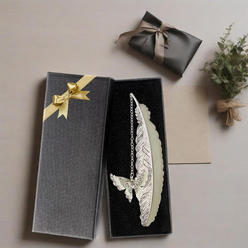 Feather Metal Bookmark with 3D Butterfly Pendant, Unique Glow in The Dark Bookmark Gift for Women