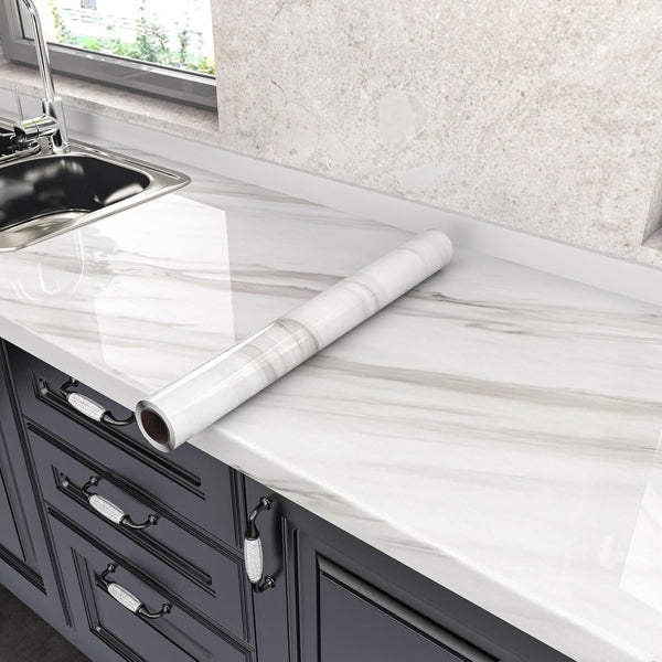 Marble Contact Paper, Peel and Stick Waterproof Faux Wallpaper for Kitchen Countertops, Self-Adhesive 15.7 197