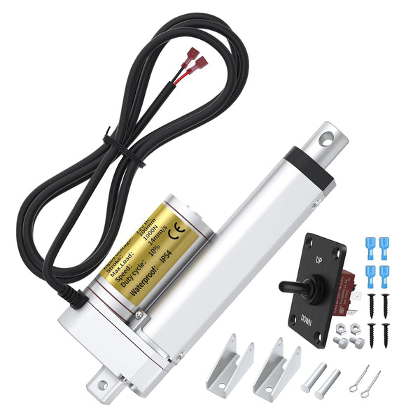12V Linear Actuator - 4" Waterproof High Speed Actuator with 1000N/220lbs Stroke and Reverse Polarity Switch