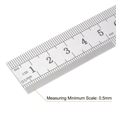 2pcs Stainless Steel Ruler, 15cm/6" Length x 1/36" Thick Measuring Tools for Woodworking Painting Craft