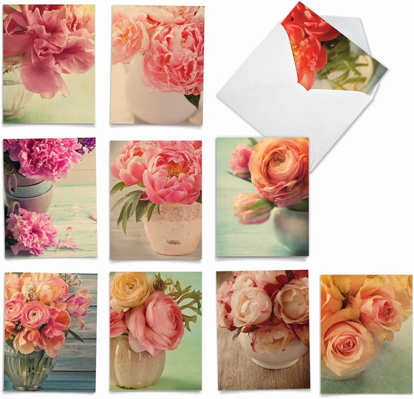 The Best Card Company 10 Assorted Thank You Notecards Bulk Box Set, 4 x 5.12 Inch with Envelopes (10 Designs)