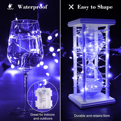 Smacen 2 Pack 32.8 100 8 Ft Led Black Light Fairy Lights, UV fairy Lights Battery Operated with Remote & Timer, Modes