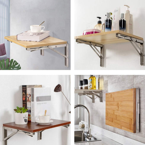 14",Heavy 330lbs Pack 2 YUMORE Folding Shelf Bracket Duty Stainless Steel Collapsible Shelf-Bracket Max Load Wall