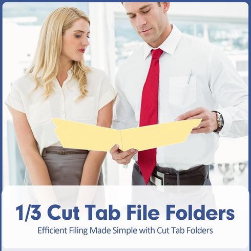 PANDRI 270 Pack File Folder | 1/3 Cut Tab | Letter Size Filing Folder for Office, School, Business | Manila