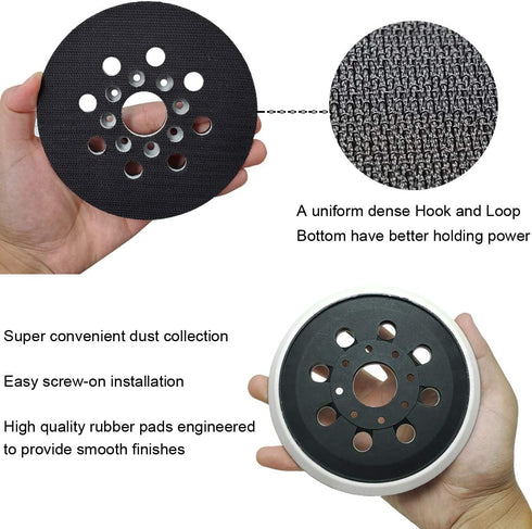 5 Inch 8 Hole Hook-&-Loop Sander Backing Pad Replacement for Bosch RS035, Fits ROS10 and ROS20VS - 1 Pack