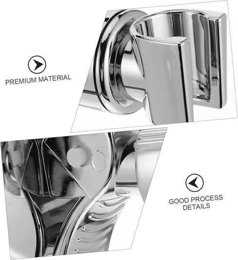 Uonlytech Silver Suction Cup Shower Head Holder Bracket Handheld Wall Mount for Bathroom Stainless Steel No Drill