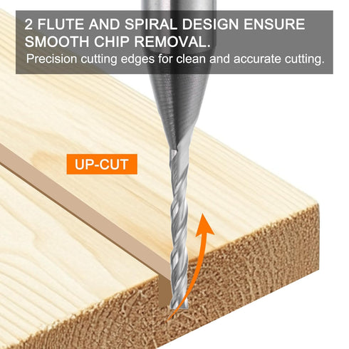 1/16" 2 (1/4" 1/2" 2" 30 HRC49-51) HARFINGTON Spiral Router Bit Cut Dia Flutes Up Cut End Mill Bits Milling Cutter