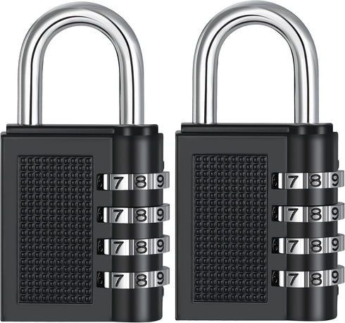 ZHEGE Combination Lock Padlock for Gym Locker, Sports, School, Outdoor, Fence and Storage (Black, 2 Pack)