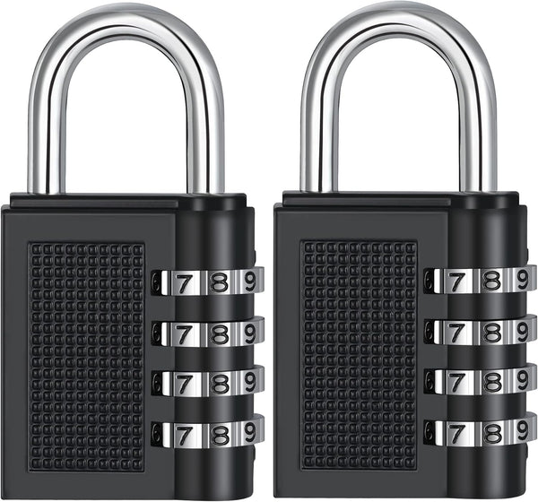 ZHEGE Combination Lock Padlock for Gym Locker, Sports, School, Outdoor, Fence and Storage (Black, 2 Pack)