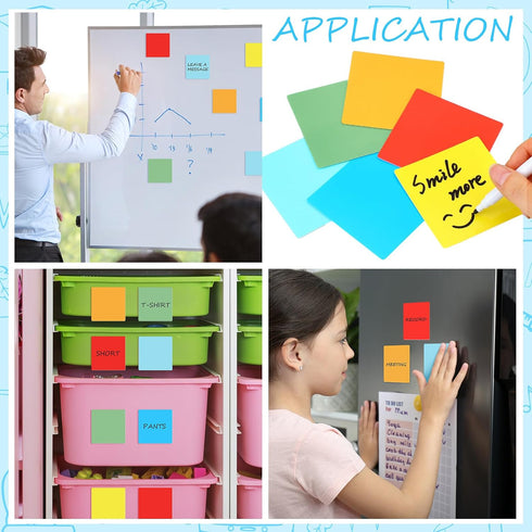 Crtiin 24 Pack Dry Erase Sticky Notes, Colorful 3 x 3 Inch, Reusable Whiteboard Stickers with 2 Markers