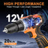 12V Set, 42pcs Accessories,2-Speed, 24+1 Cordless Electric Drill Driver Powerful Lightweight Portable Rechargeable