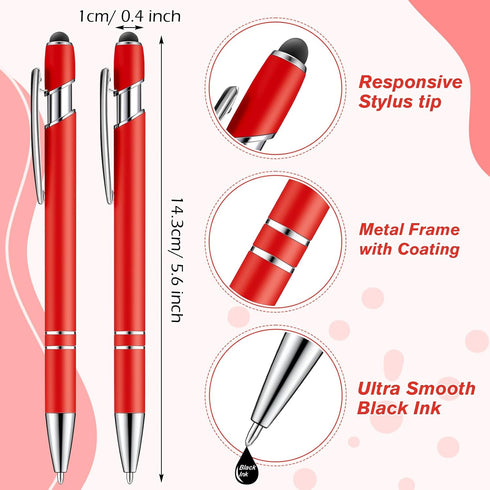 Zonon 38 Pieces Rubberized Ballpoint Pen with Stylus Tip - Stylish Metal Pen Capactive Styli Pen with Soft Rubberized