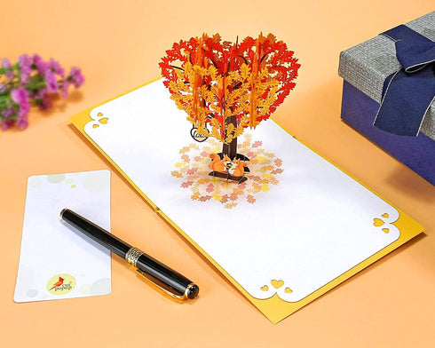 CUTPOPUP Anniversary Card Pop Up, 3D Valentines Day Greeting Card (Squirrel Couple Heart Tree)