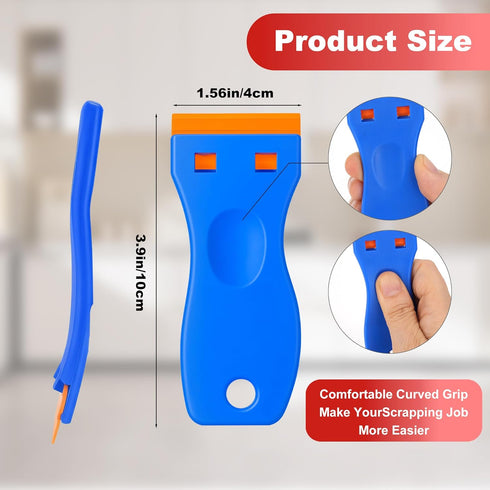 2 Razor Blade Scraper with Pcs Plastic Scraper, Scraper Tool for Cooktop, Oven, Stove, Labels Decal, Plastic Blades