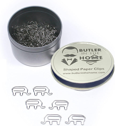 Elephant Shaped Paper Clips, 100 Count, Great for Collectors or Zoo Lovers, Comes in Silver Tin