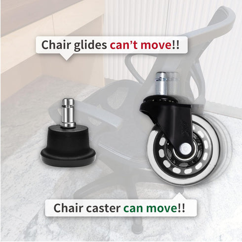 AXL Bell Glides Replacement Office Chair Caster Wheels, Set of 5 Pack, Low Profile