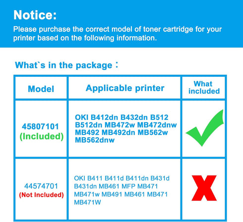 LCL Compatible Toner Cartridge Replacement for OKI B412dn B432dn B512DN, 1-Pack Black