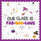 Halloween Bulletin Board Decoration Set, Cute Ghost Paper Cutouts and Blackboard Border for Classroom Chalkboard Decor